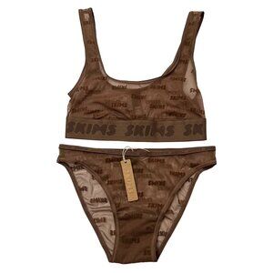 SKIMS After Hours Scoop Bralette + Cheeky Brief Set Jasper XXS